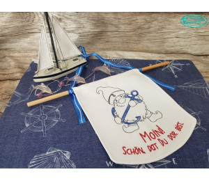 Stickdatei ITH - Seebär Gnom Wimpel "Kumm in"